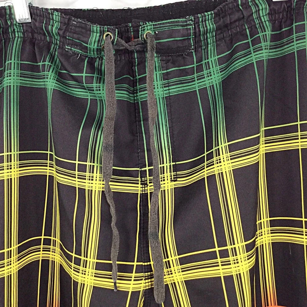 Burnside Men's Swim Trunks Shorts Size Large Plaid Bermuda Lined 42